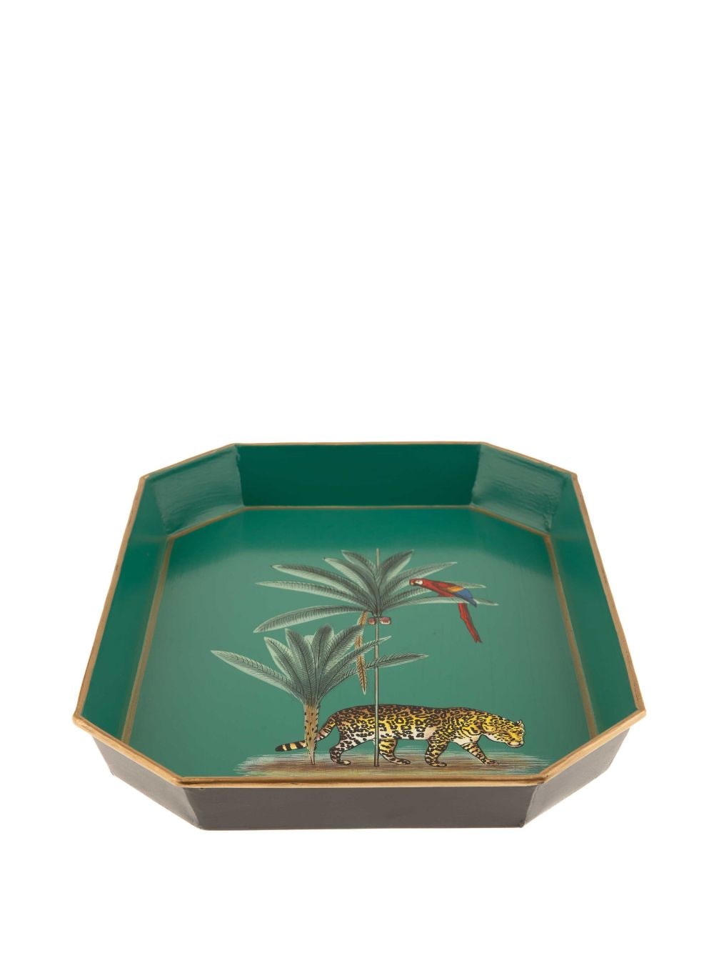 Shop Les-ottomans Jungle Oasis Hand-painted Tray In Green