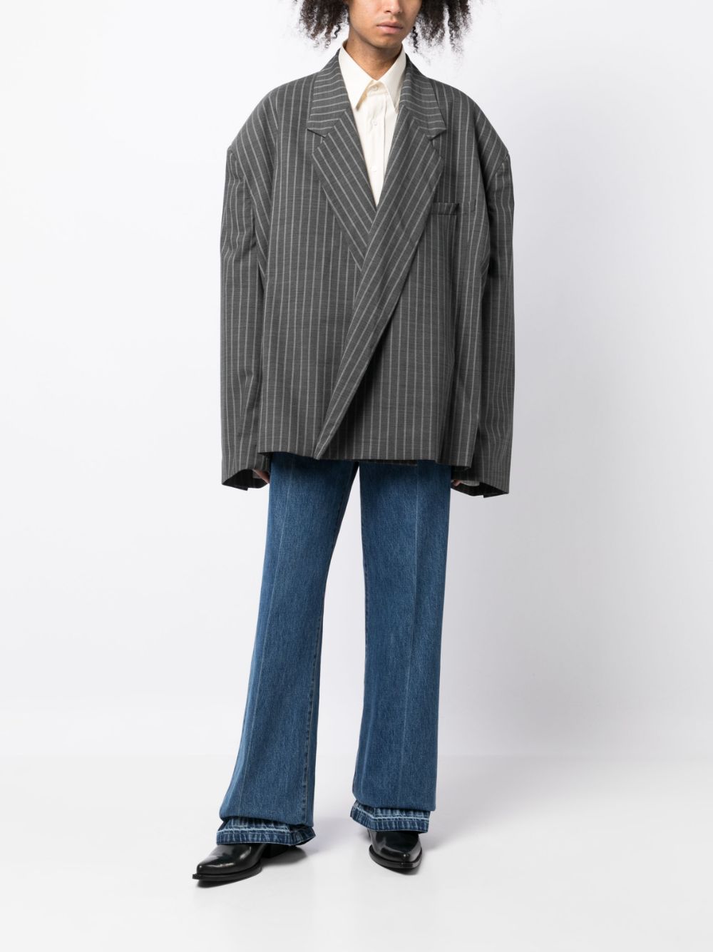 Hed Mayner Gestreepte blazer - Grijs