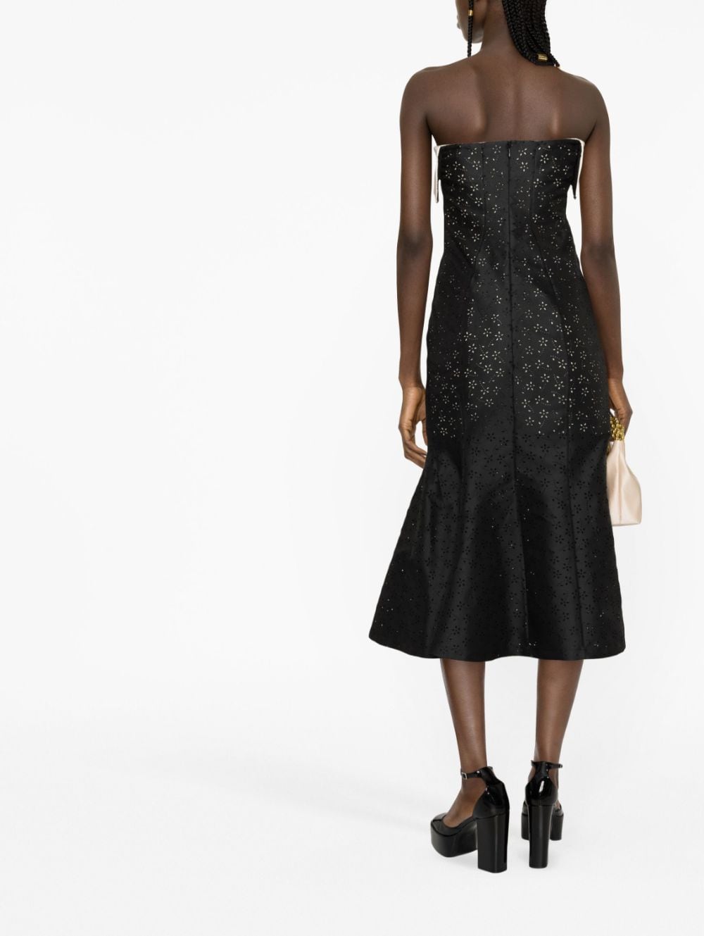 Shop Philosophy Di Lorenzo Serafini Pointelle Knit Midi Dress In Black