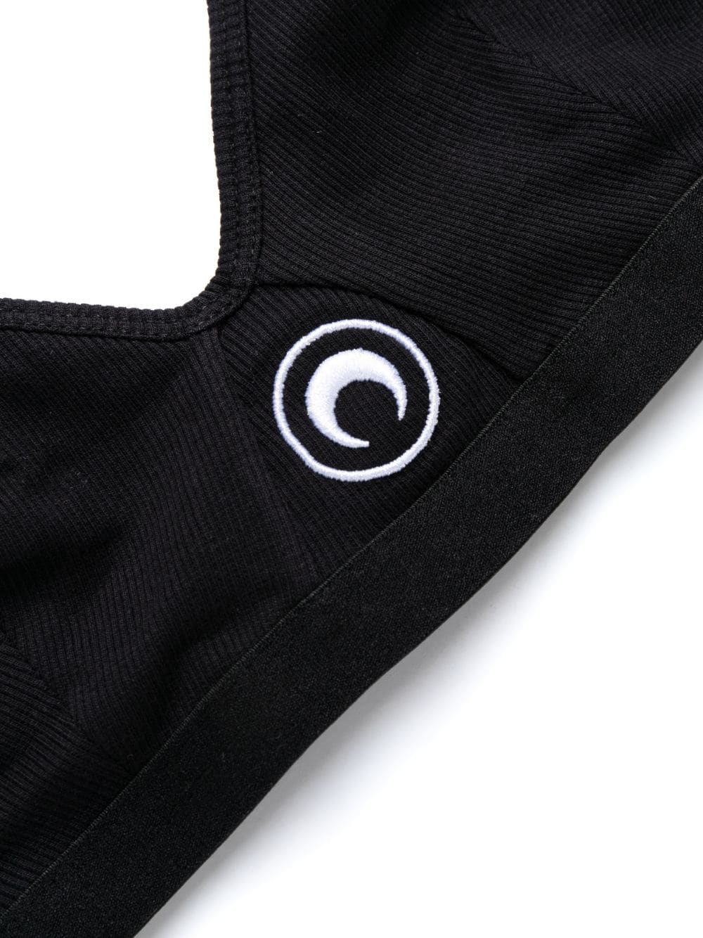 Shop Marine Serre Crescent Moon-embroidered Bra In Black