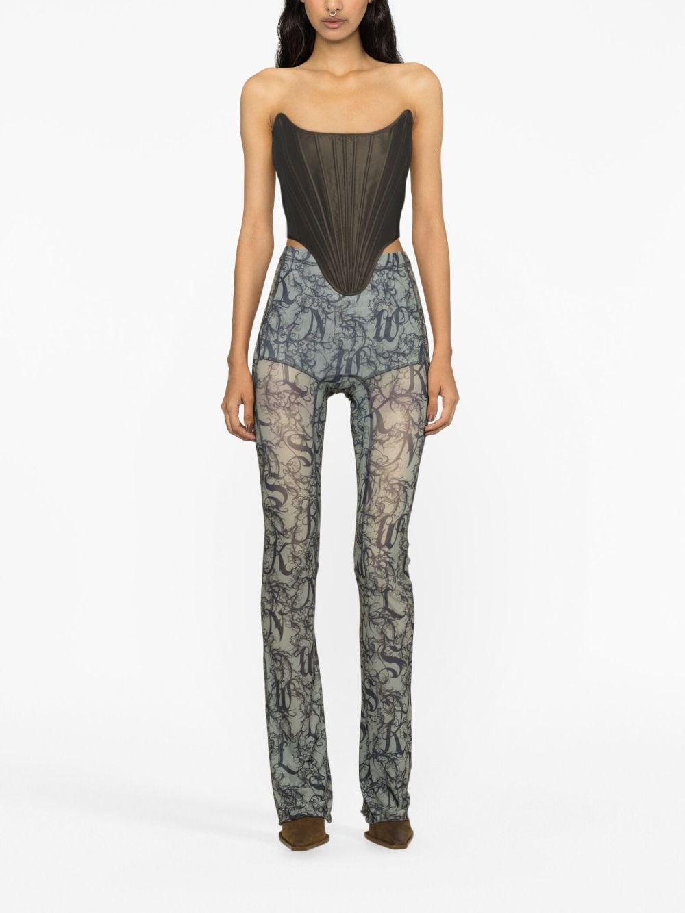 Shop Knwls Halcyon Gothic Lace-print Leggings In Green
