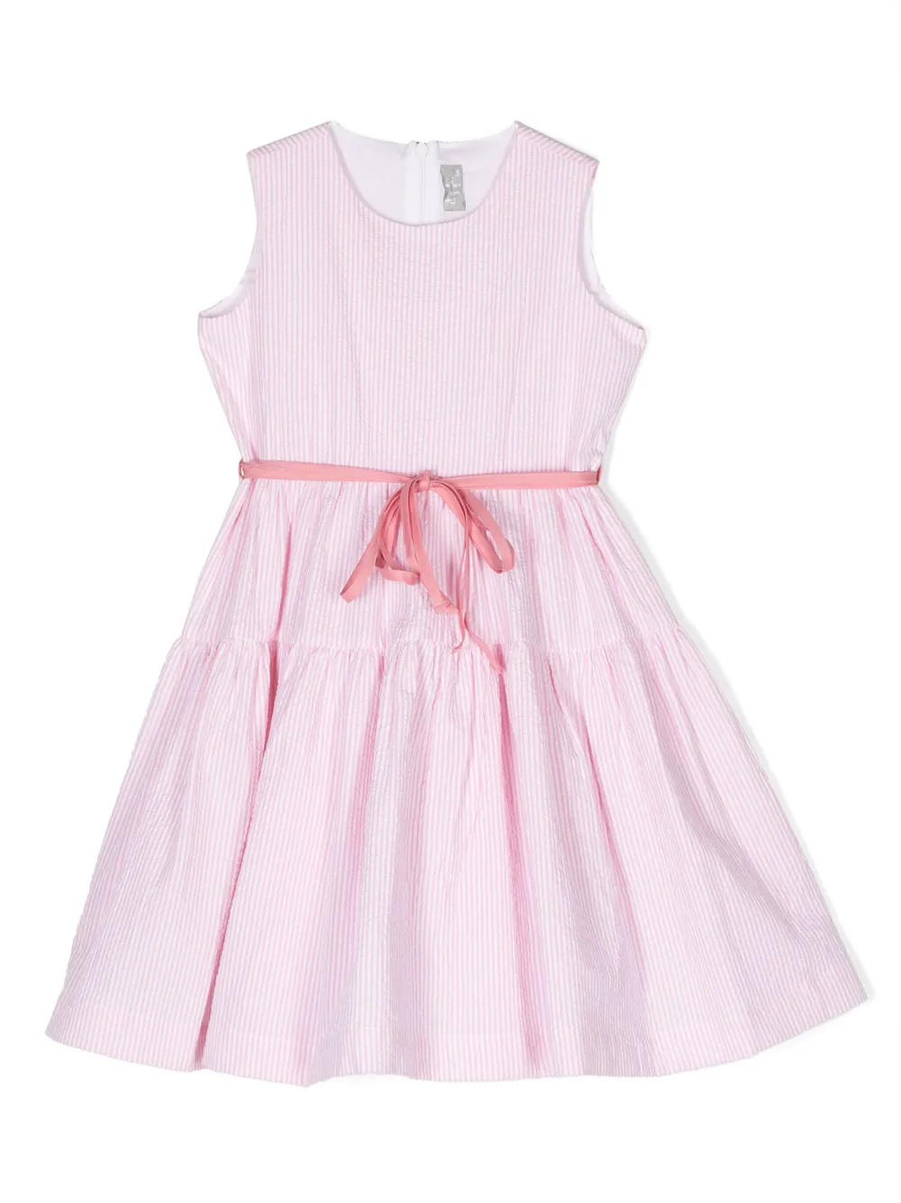 Shop Il Gufo Stripe-print Sleeveless Dress In Pink