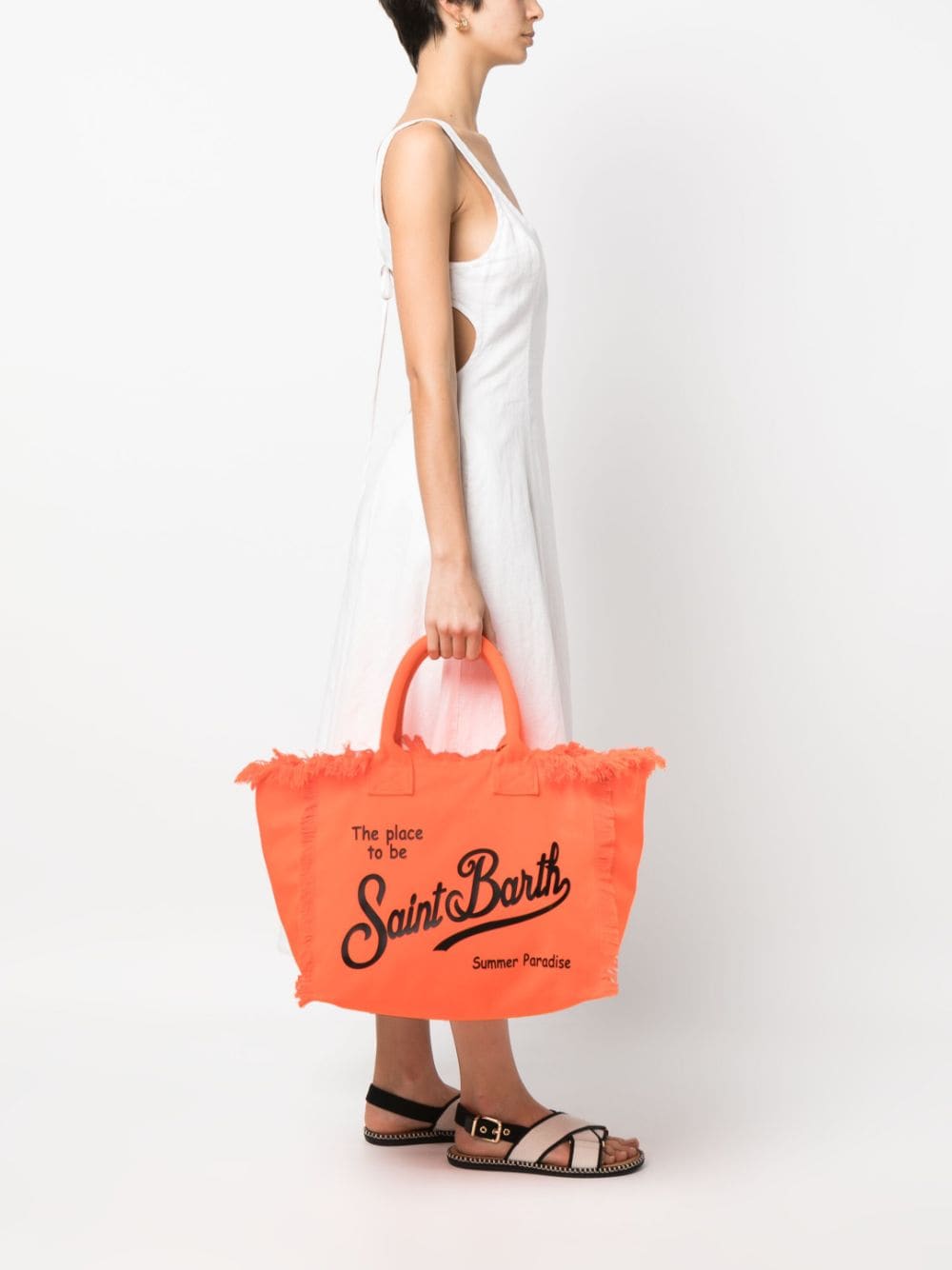 MC2 Saint Barth Strandtas met logoprint - Oranje