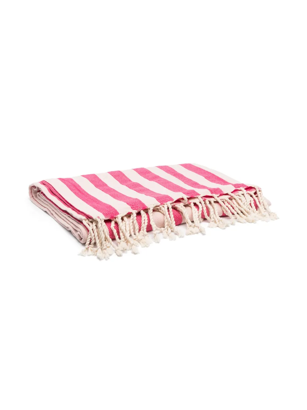 Mc2 Saint Barth Kids' Logo Striped Cotton Towel In White,red