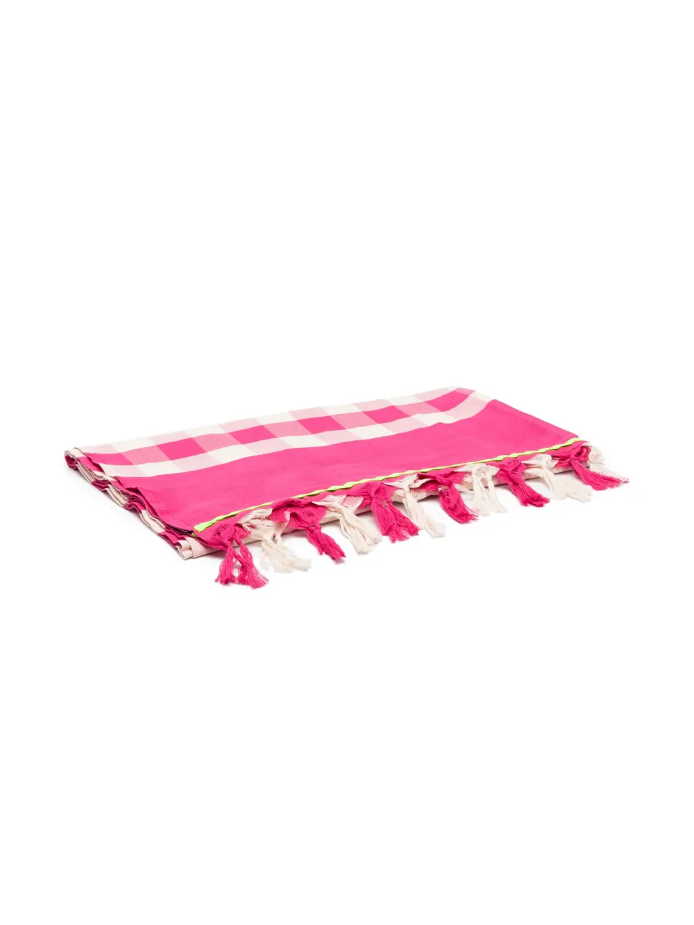 Mc2 Saint Barth Kids' Checked Cotton Beach Towel In Pink