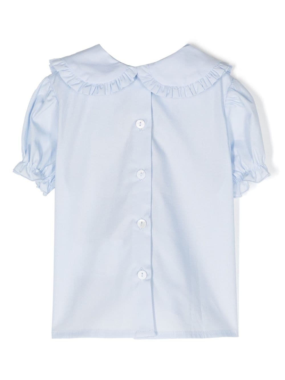 Little Bear ruffled-trim short-sleeved blouse - Blauw