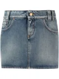 Alessandra Rich rose-print denim miniskirt - Blue