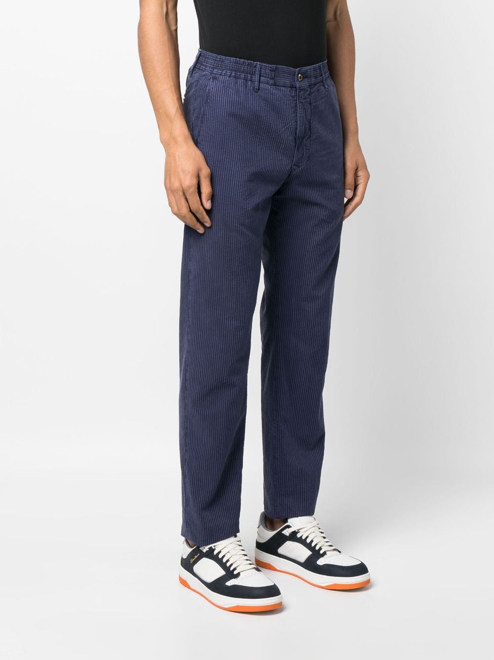 Shop Incotex Striped Straight-leg Trousers In Blue