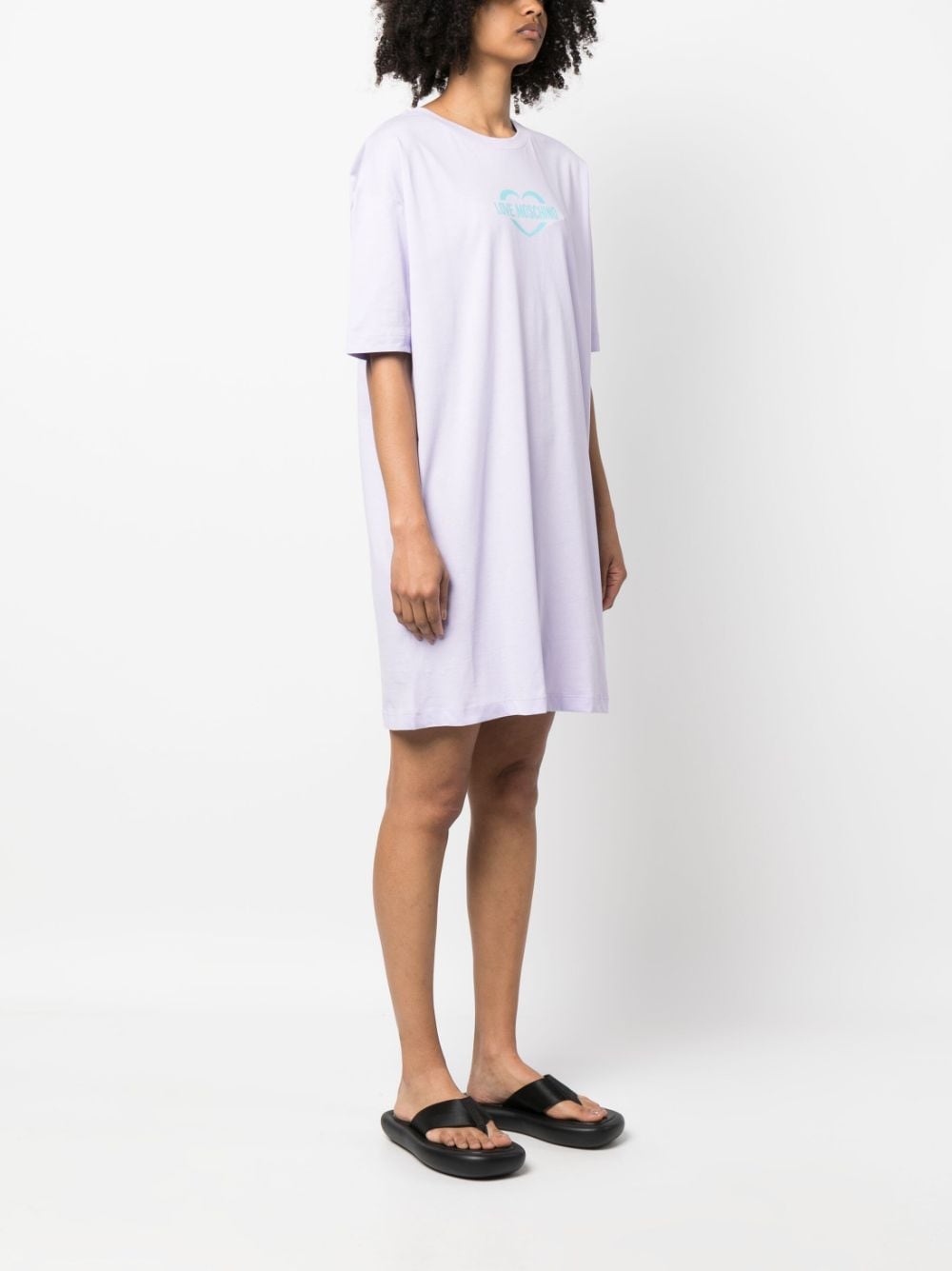 Shop Love Moschino Logo-print Cotton T-shirt Dress In Violett