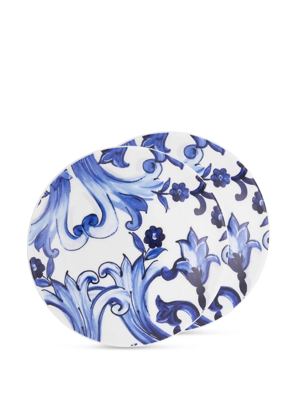 Shop Dolce & Gabbana Set Of Two Floral-print Dessert Plates In Blue