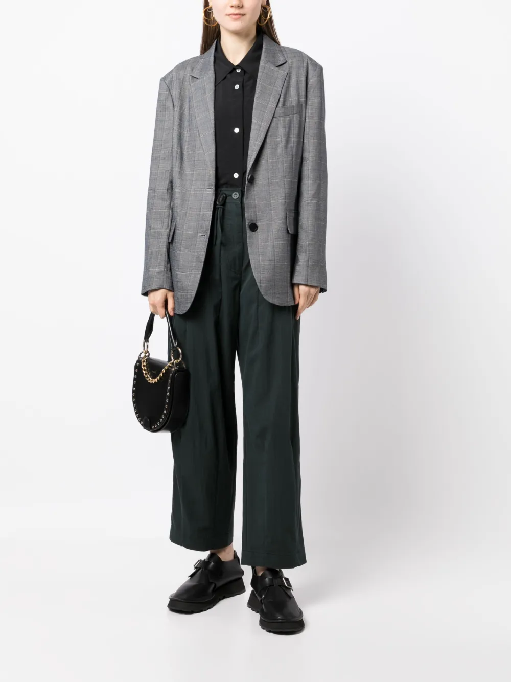 Drawstring-waist Wide-leg Trousers In Green