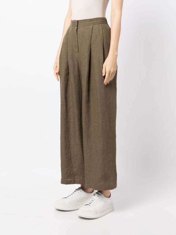 Linen Blend Striped Wide Leg Trousers  MS Collection  MS