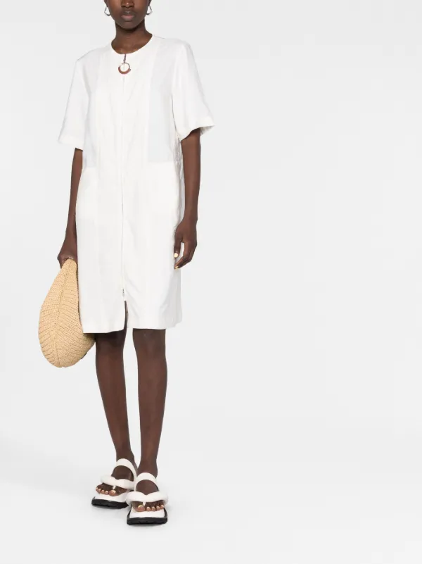 JOSEPH short-sleeve zip-fastening Dress | Neutrals | FARFETCH RO