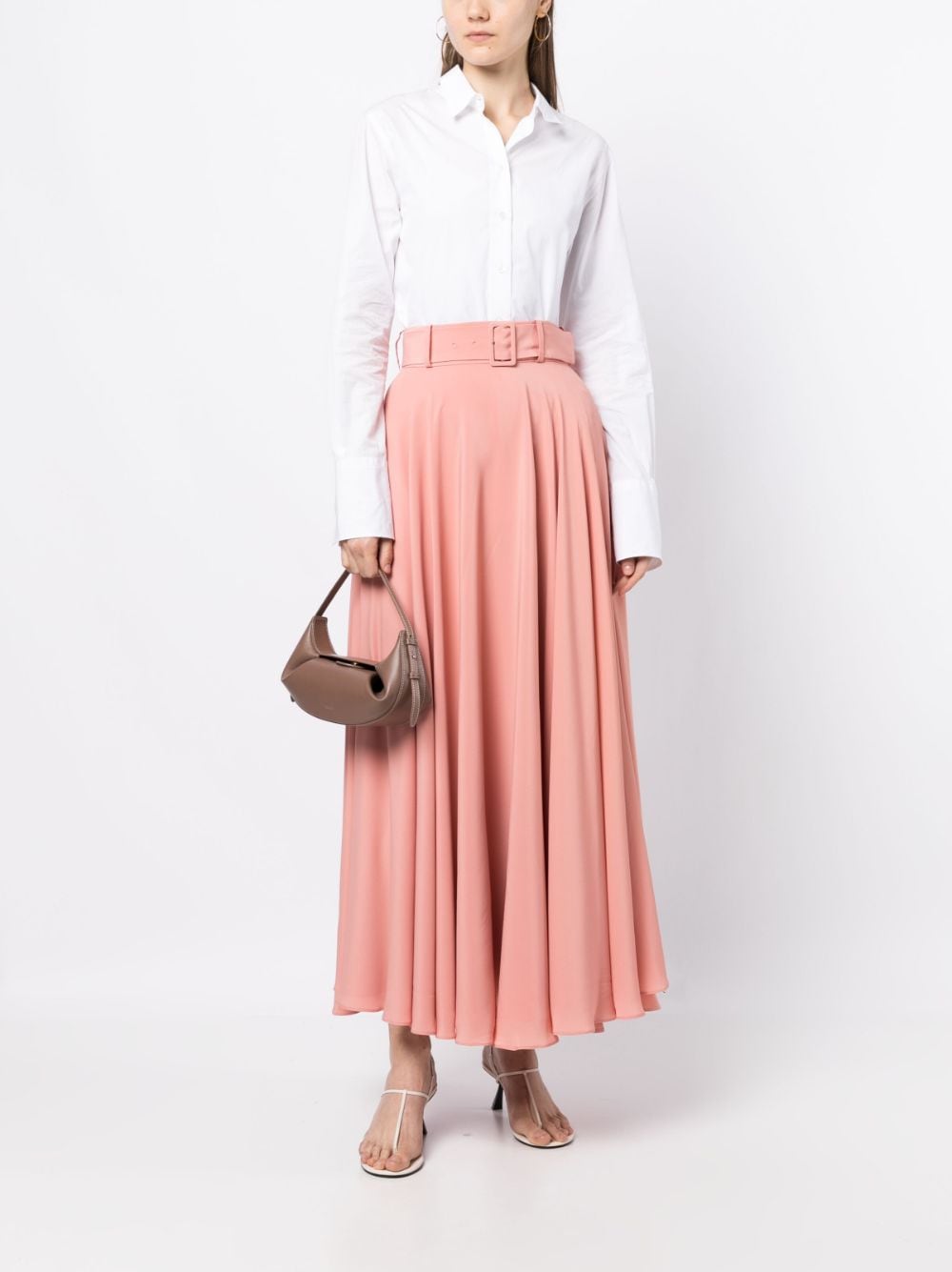Shop Prune Goldschmidt Belted A-line Midi Skirt In Pink