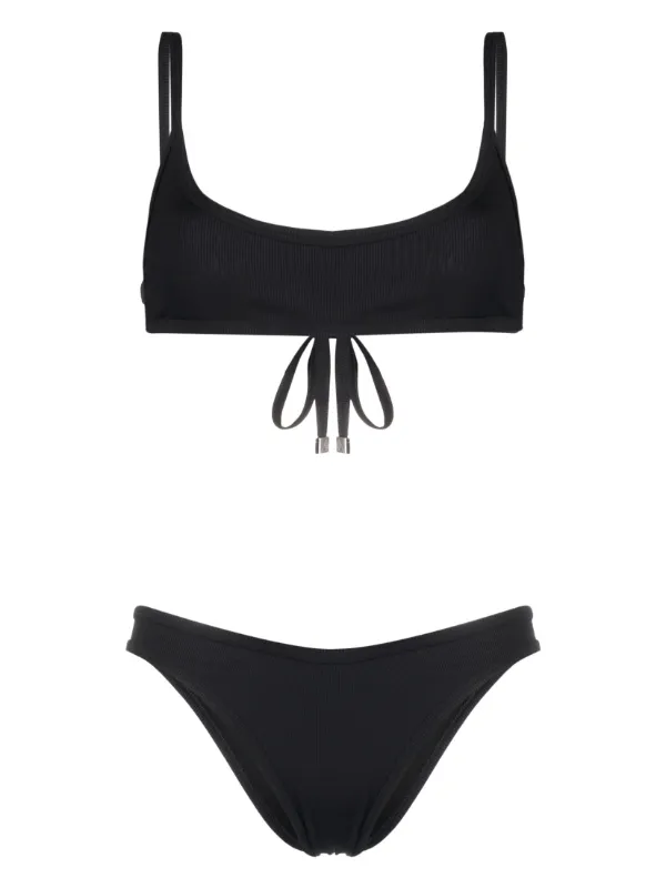 The Attico fine-ribbed Bikini Set Black FARFETCH IN