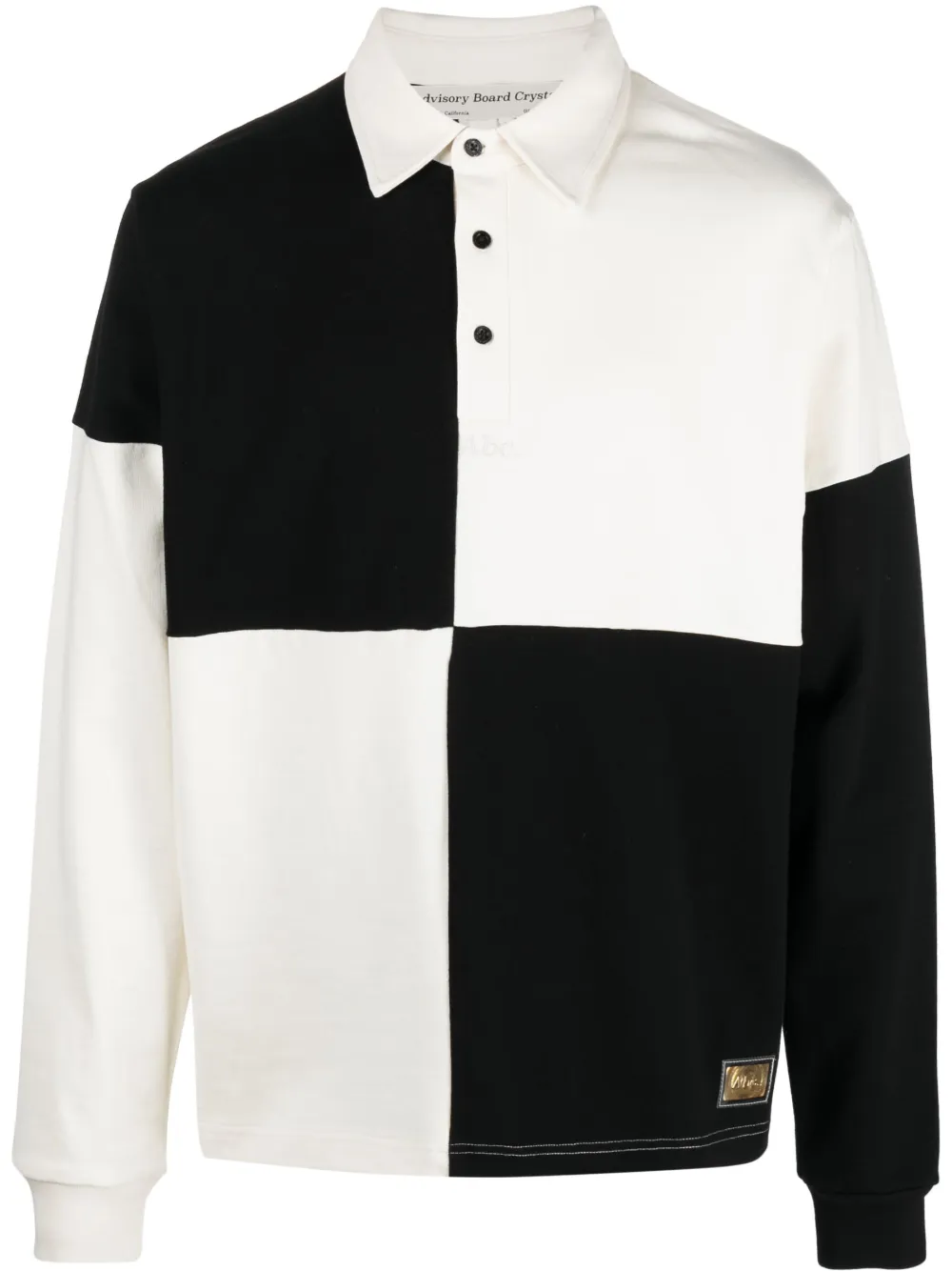 Advisory Board Crystals checkerboard-print long-sleeve polo shirt