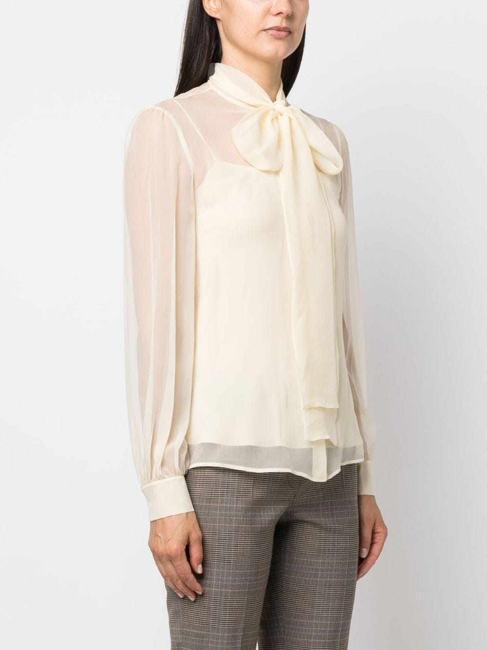 Shop Moschino Semi-sheer Silk Blouse In 白色