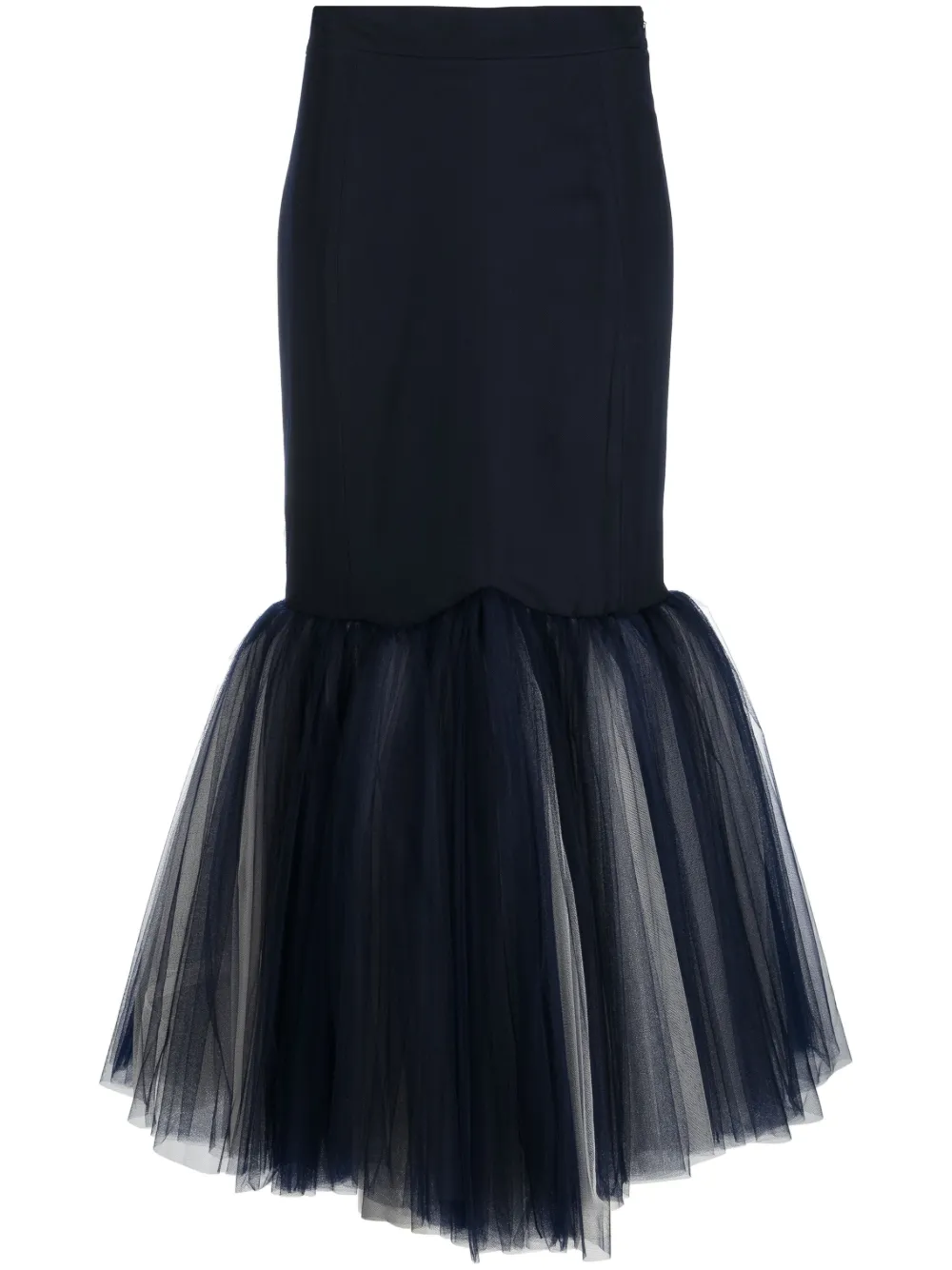 Moschino Fishtail Pencil Maxi Skirt In Blue