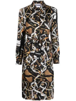 Moschino graphic-print Silk Midi Dress | Black | FARFETCH GR