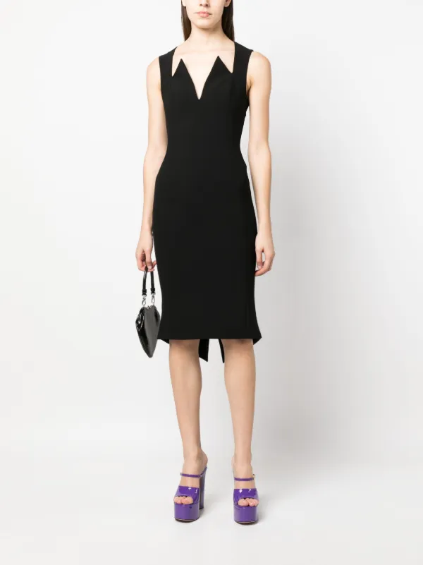 Moschino V-neck Midi Dress | Black | FARFETCH