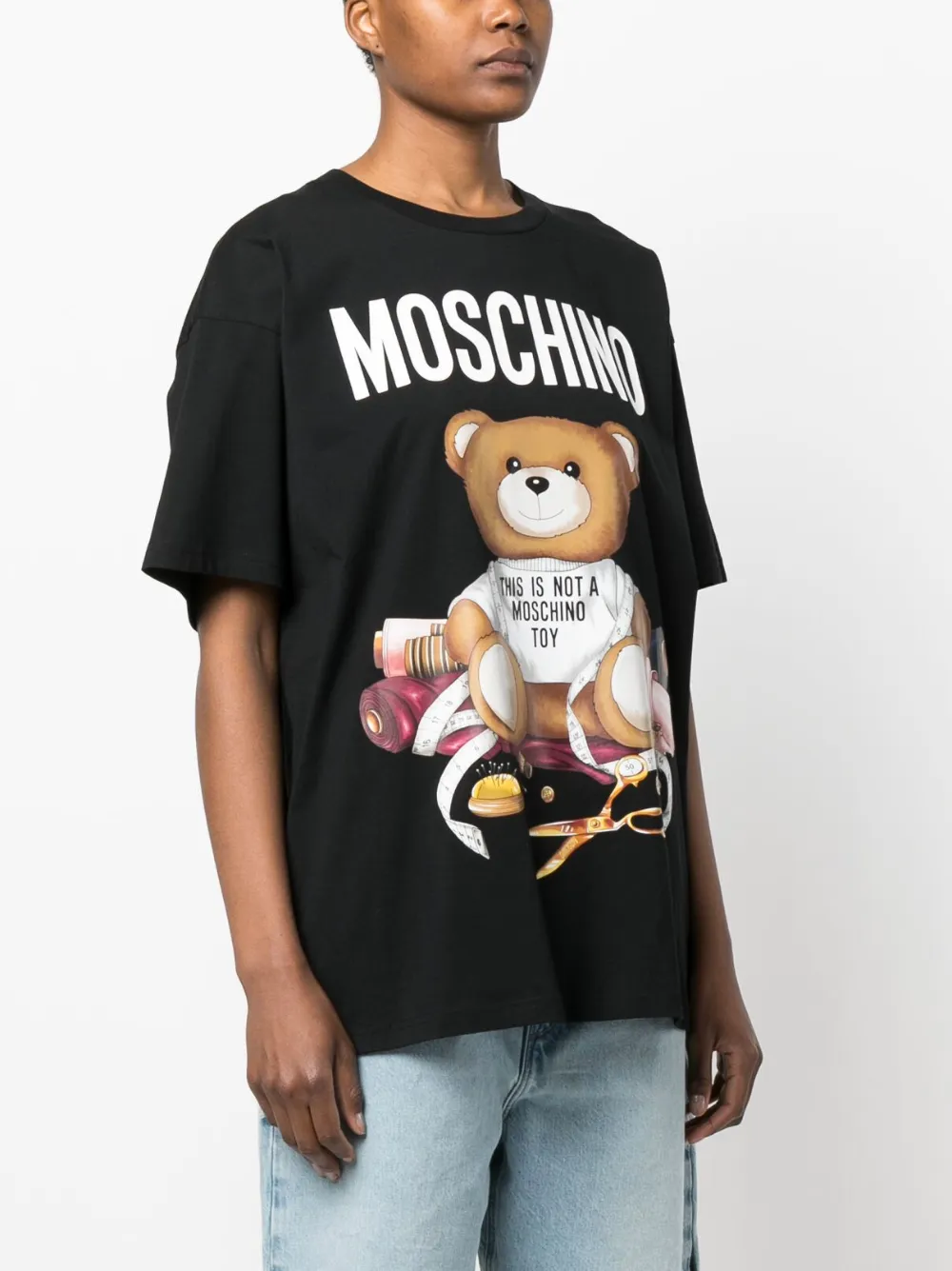 ORIGINAL MOSCHINO T-SHIRT FOR MEN BEAR ON VACATION BRAND LOGO