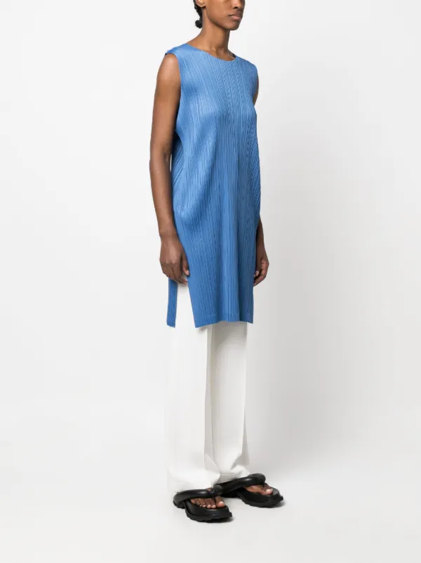 PLEATS PLEASE ISSEY MIYAKE DRESS BLUE - ロングワンピース