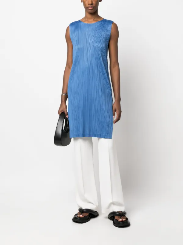 Pleats Please Issey Miyake Monthly Colors:March Sleeveless Dress - Blue