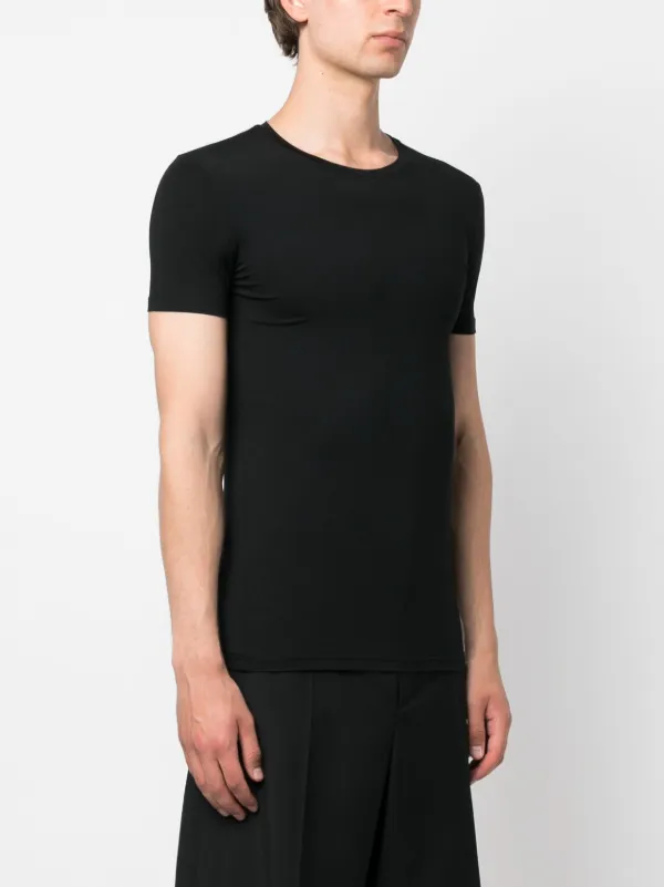 Ermenegildo Zegna|SHORT-SLEEVED ROUND NECK T-SHIRTS (PU Zegna short-sleeved stretch-modal T-shirt | Black | FARFETCH