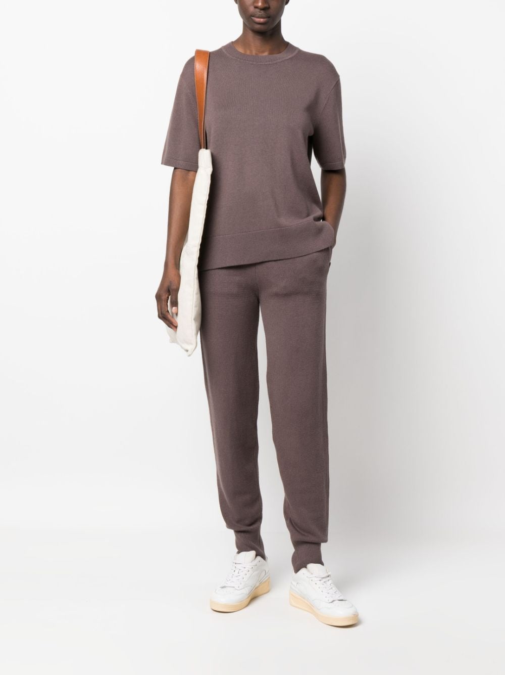 Shop Joseph Knitted Track Pants In Brown