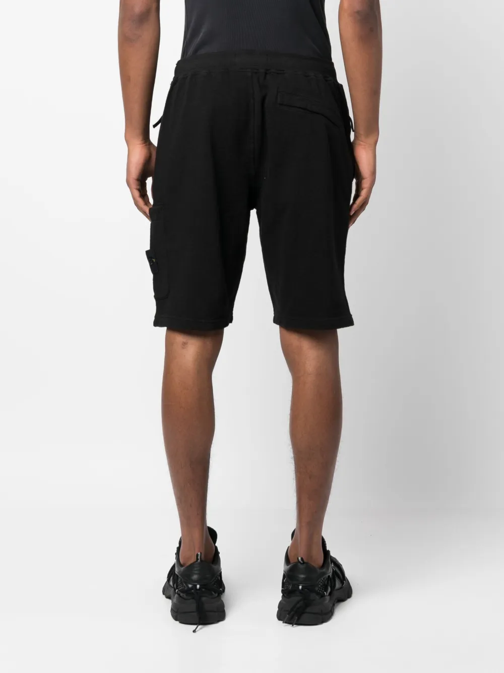 Stone Island Side Logo-patch Elasticated-waistband Shorts In Black