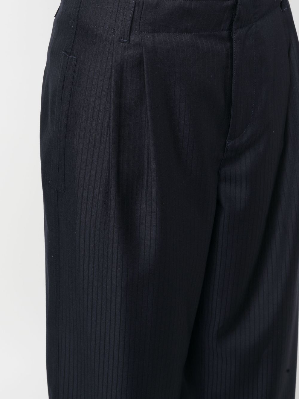Shop Etro Pinstripe Wide-leg Wool Trousers In Blue