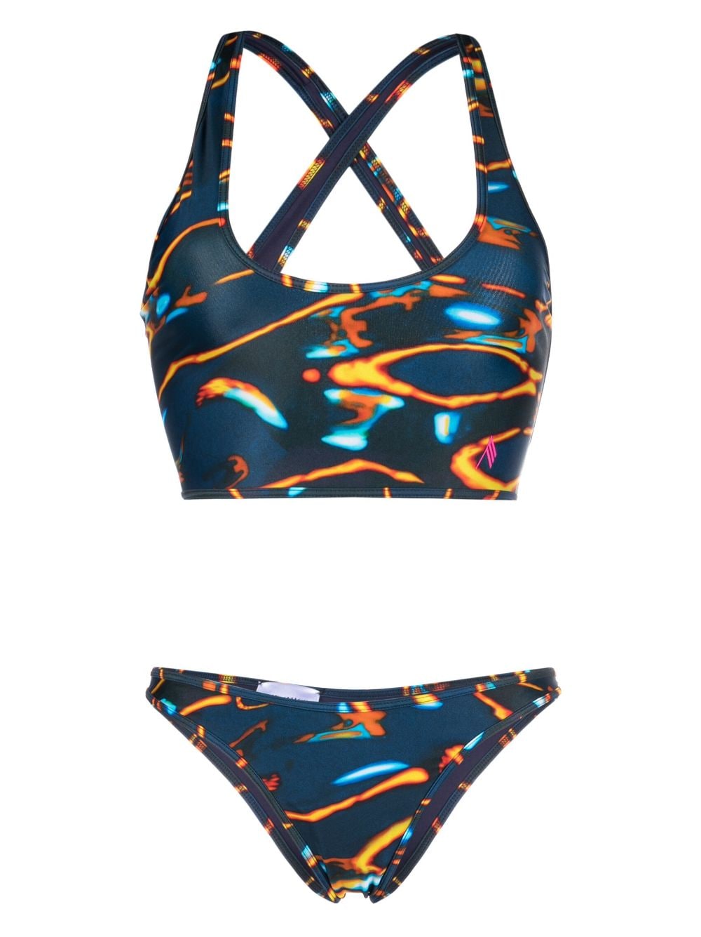 Attico Abstract-print Two-piece Bikini Set In Blue