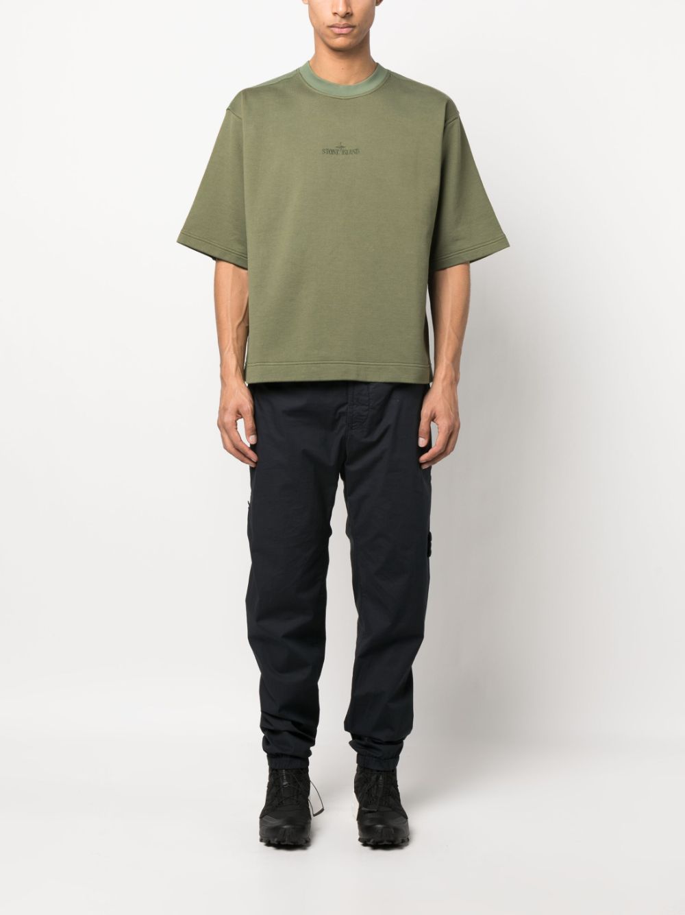 Stone Island T-shirt met geborduurd logo - Groen