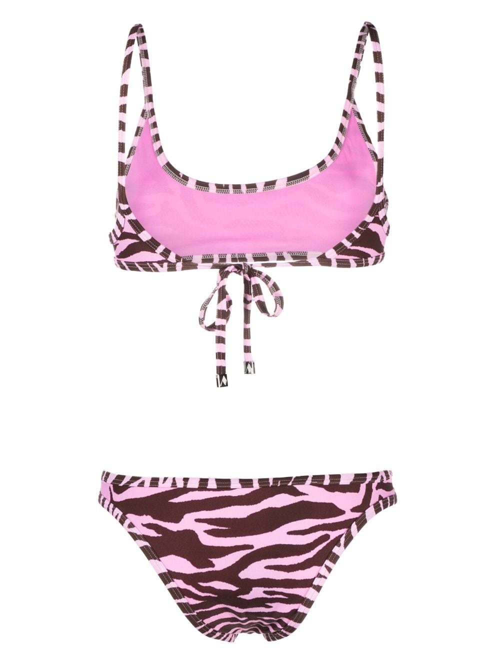 Shop Attico Zebra-print Bikini In Braun
