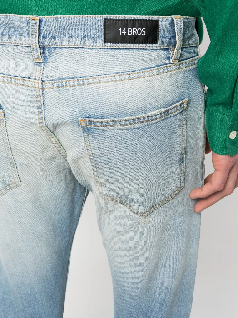 14bros Stonewashed Straight-leg Jeans In Animal Print