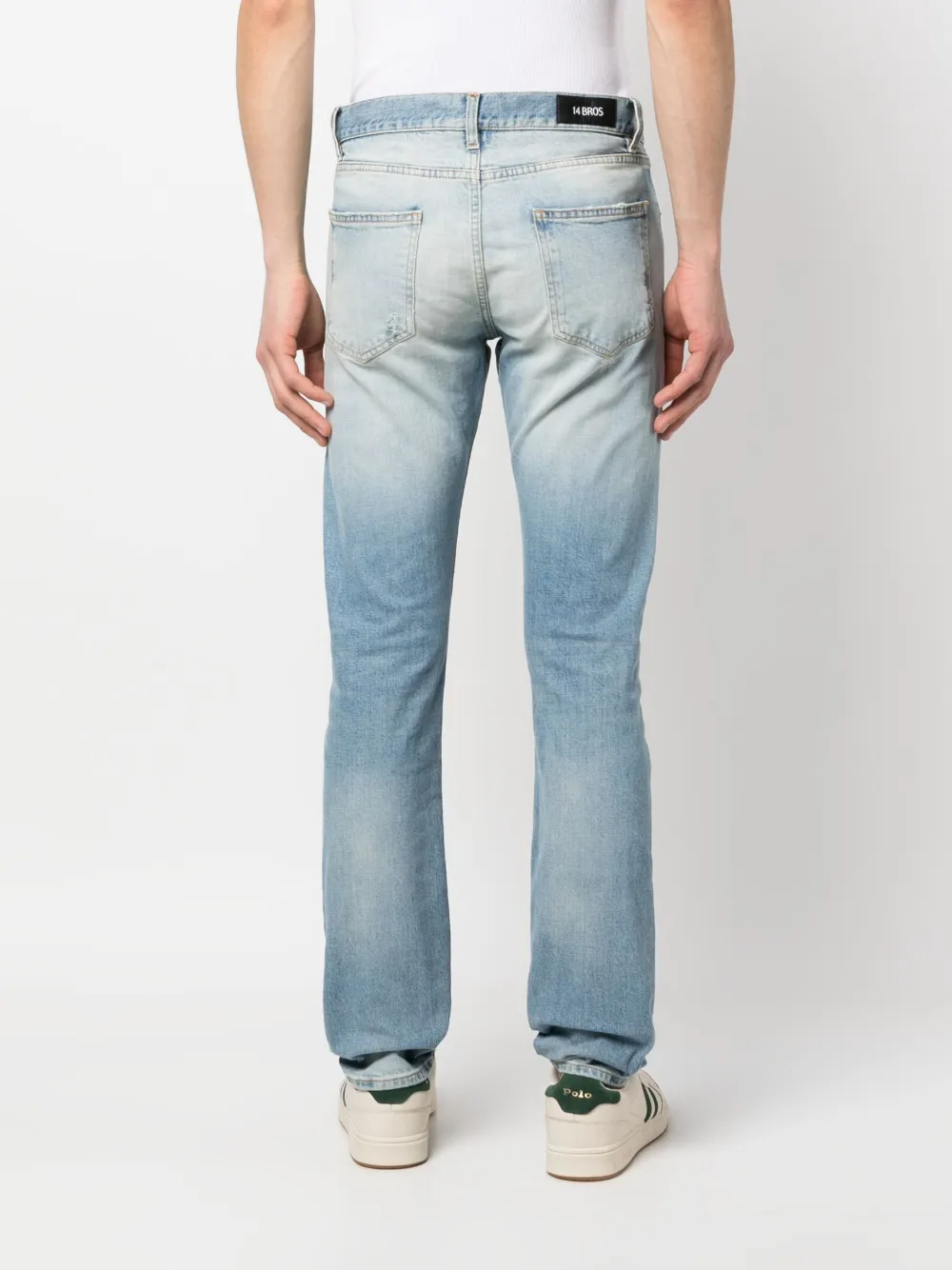 14bros Stonewashed Straight-leg Jeans In Animal Print