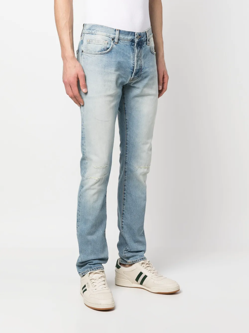 14bros Stonewashed Straight-leg Jeans In Animal Print