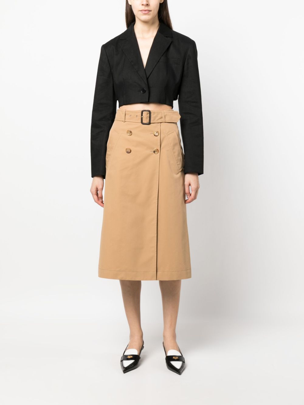 Moschino high-waisted belted midi skirt - Bruin