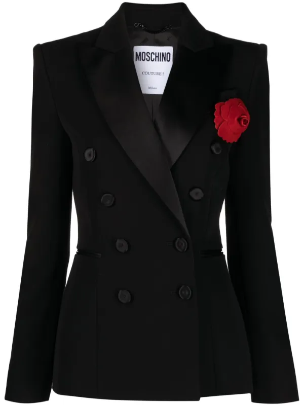 Moschino Floral Applique Wool Blazer Farfetch