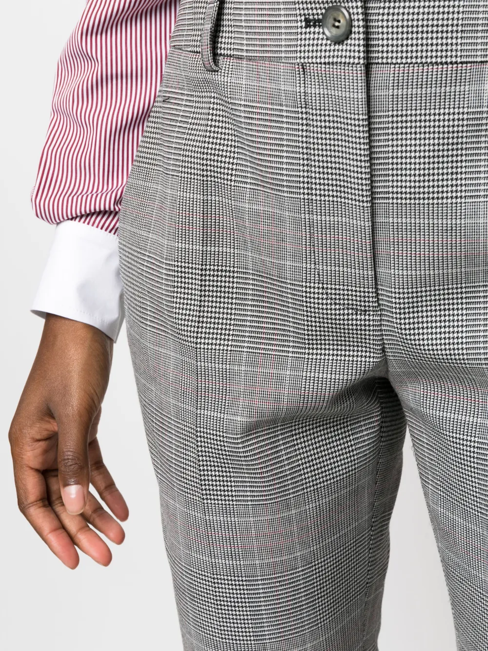 Moschino Checked Straight-leg Trousers in Black, view 5