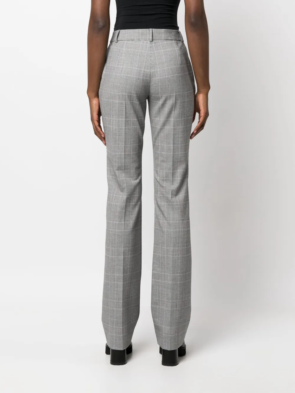 Moschino Checked Straight-leg Trousers in Black, view 4