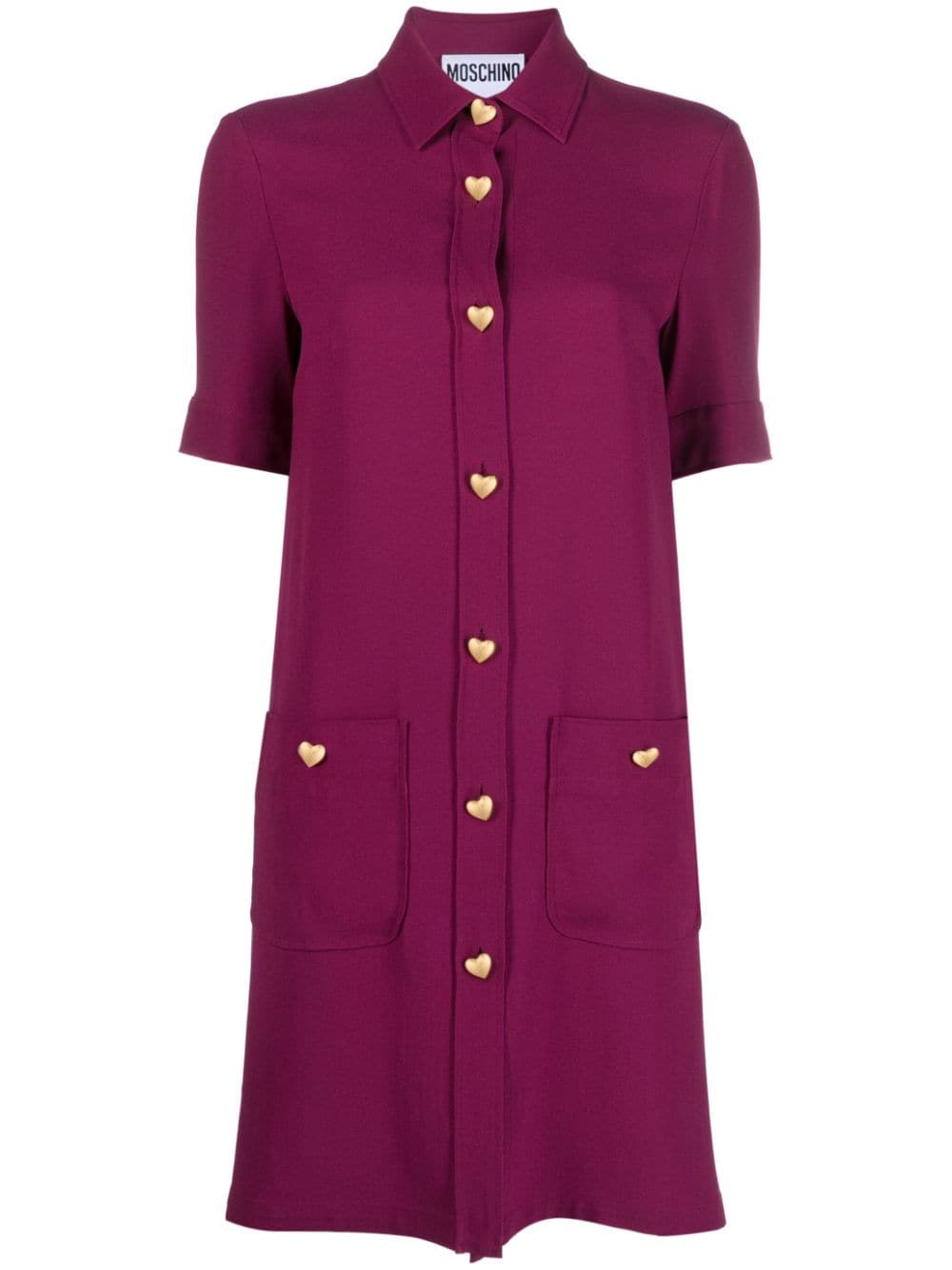 Moschino heart-button short-sleeve dress - Purple