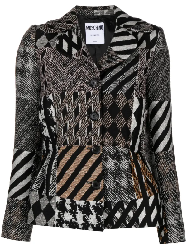Moschino Mix-print Single-breasted Jacket in White