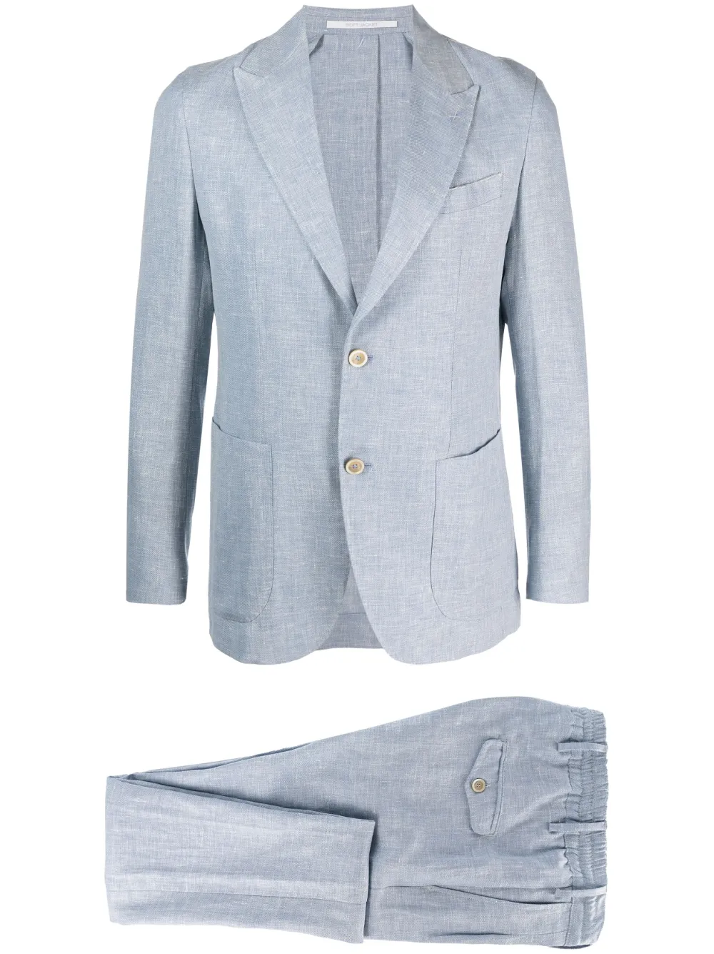 Eleventy Single-breasted Linen Blend Suit In Blue