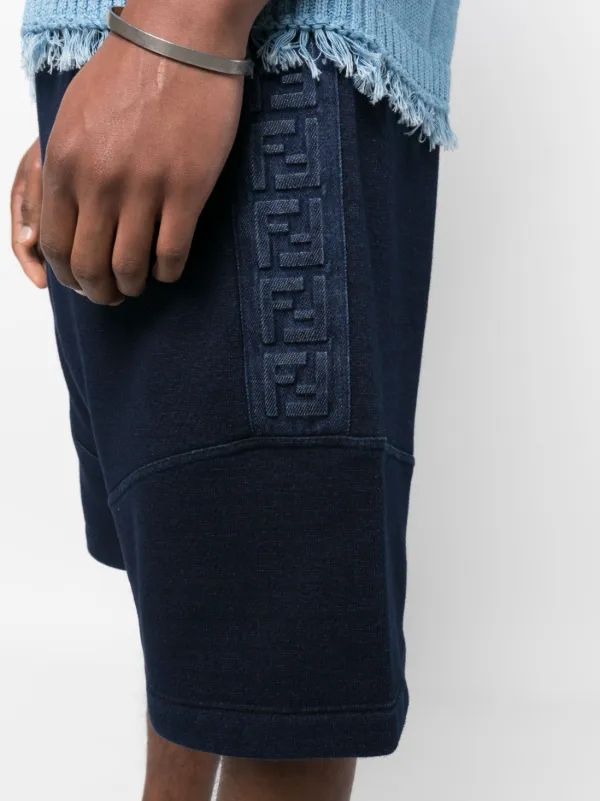 FENDI embossed-monogram Denim Shorts | Blue | FARFETCH