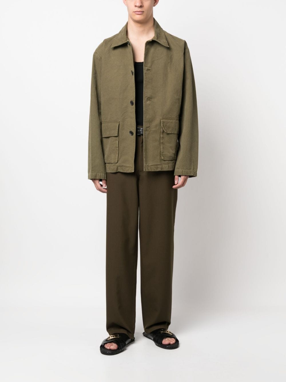 Shop Nili Lotan Single-breasted Button-fastening Jacket In Green