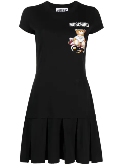 Moschino logo-print pleated short dress