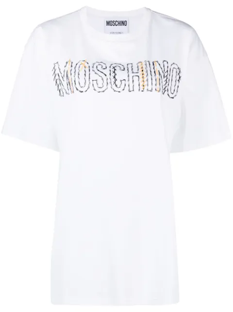 Moschino embroidered-logo round-neck T-shirt