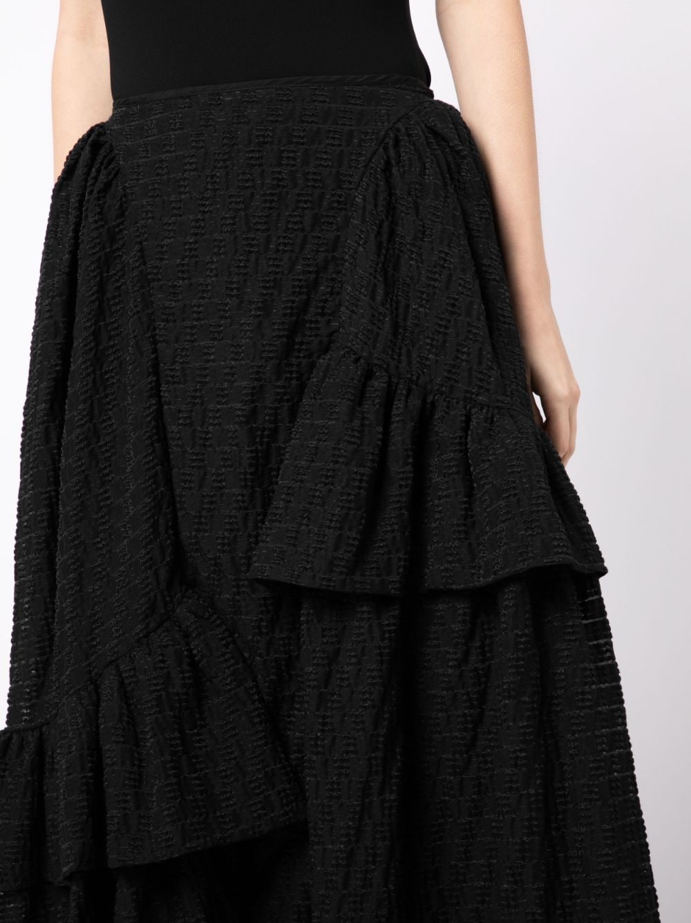 Shop Cecilie Bahnsen Damara Ruffled Midi Skirt In Black