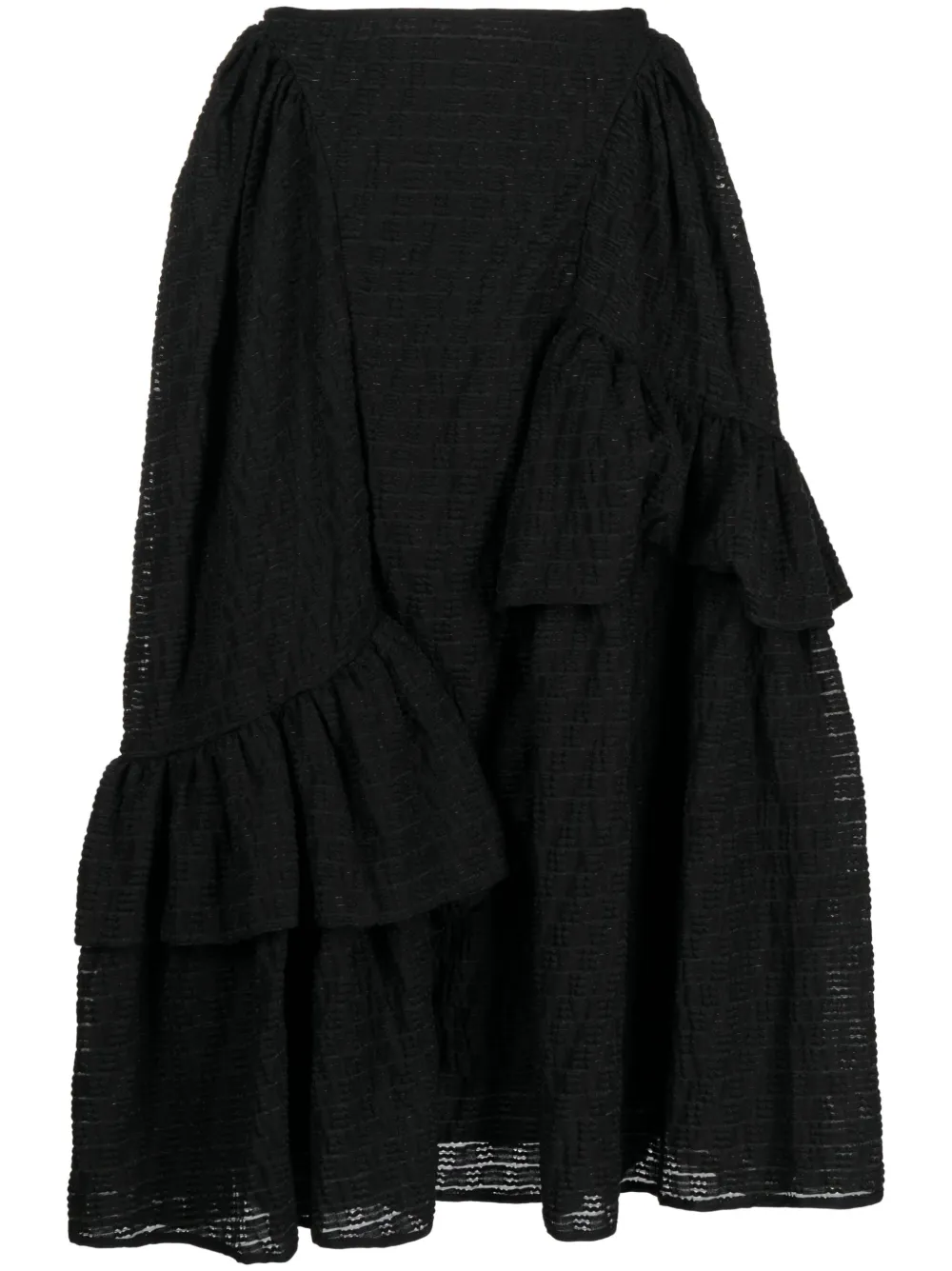 Shop Cecilie Bahnsen Damara Ruffled Midi Skirt In Black